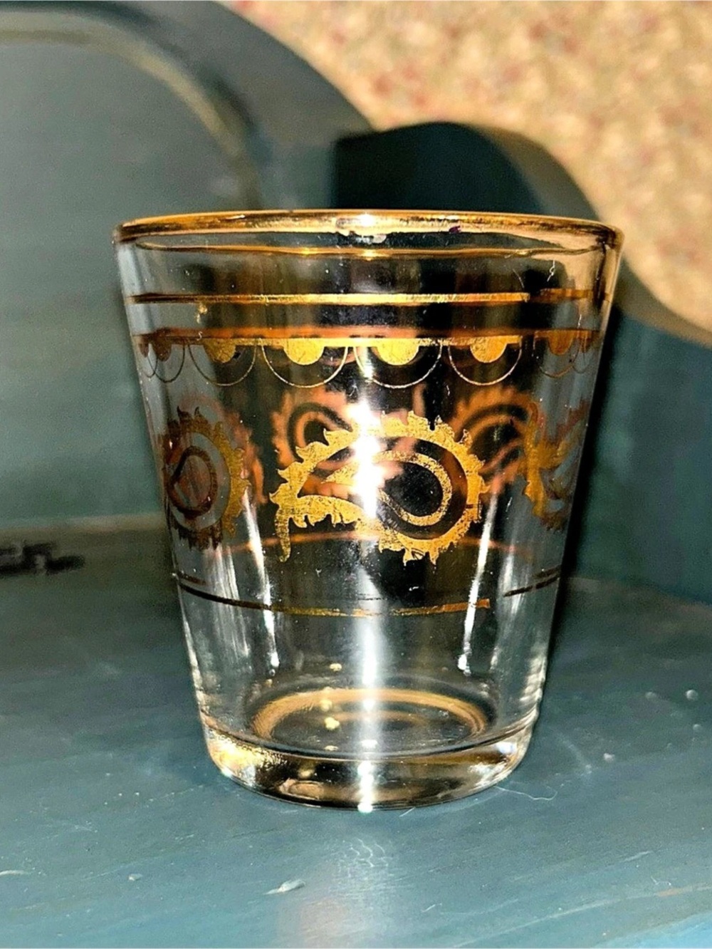 Vintage Culver Ltd. Paisley 22K Gold Rocks Glass lowball